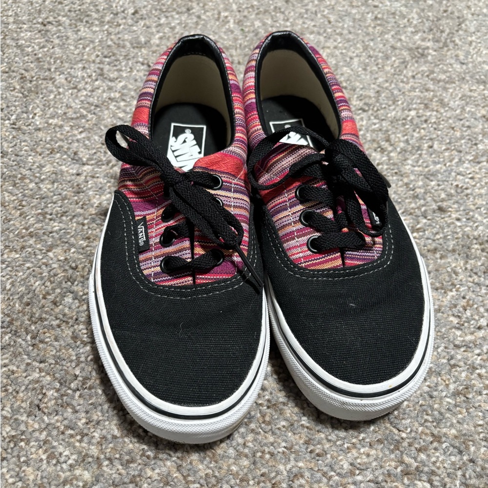 Vans with pink and purple stripes